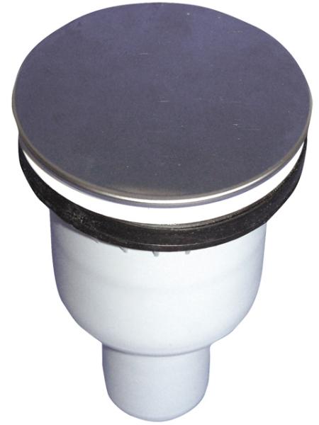 Brausetassensiphon DN50 senkrecht für Ablauföffnungen d 90mm mit Abdeckplatte Edelstahl d 114mm HL511N